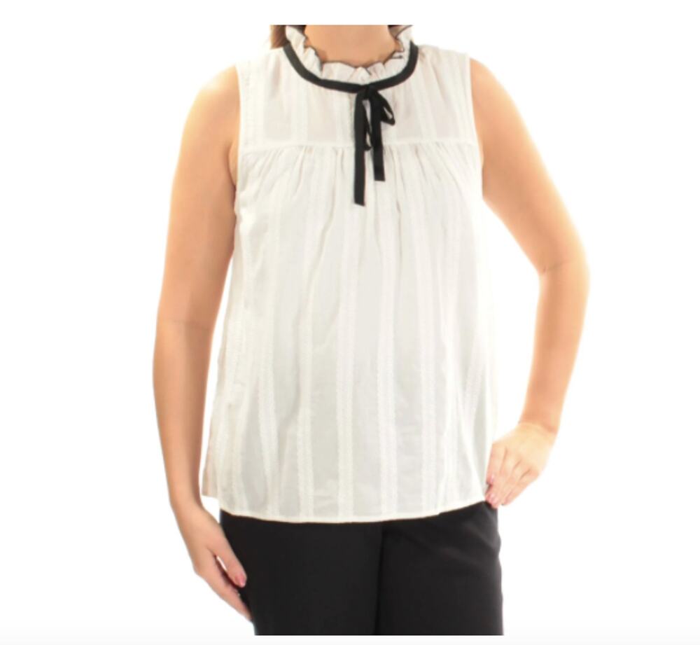 kensie Sleeveless Ruffle Trim Babydoll Knit Blouse KS8K4358 Embroidered Small